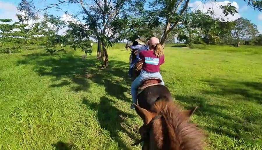 People enjoying a horse back riding experience in San Juan