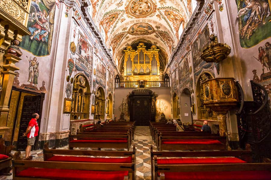 Stunning view of the intricate interior of Hospital de Los Venerables Church in Seville