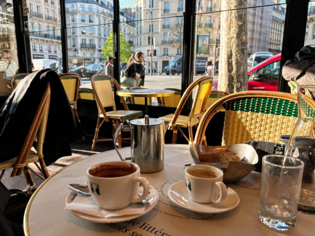 A glass of French hot chocolate from Les Deux Magots