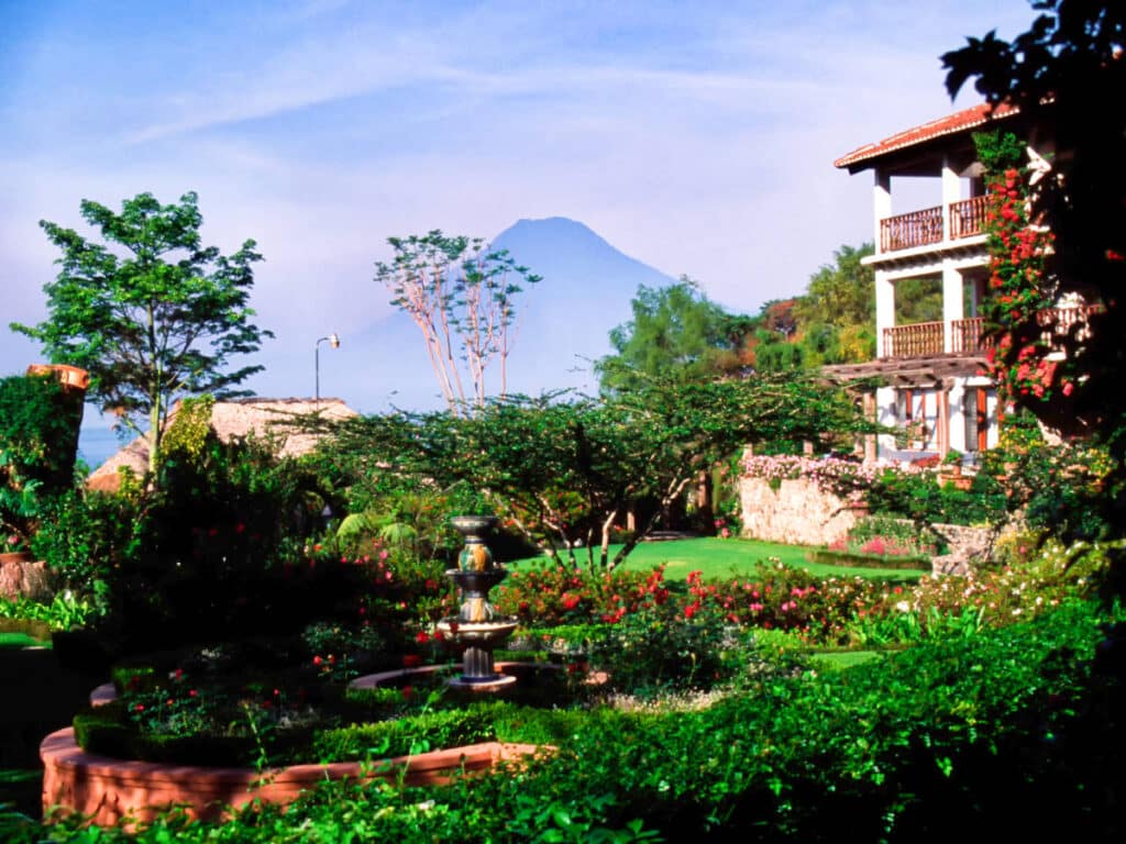 View of the greenery on the landscape outside Hotel Atitlan