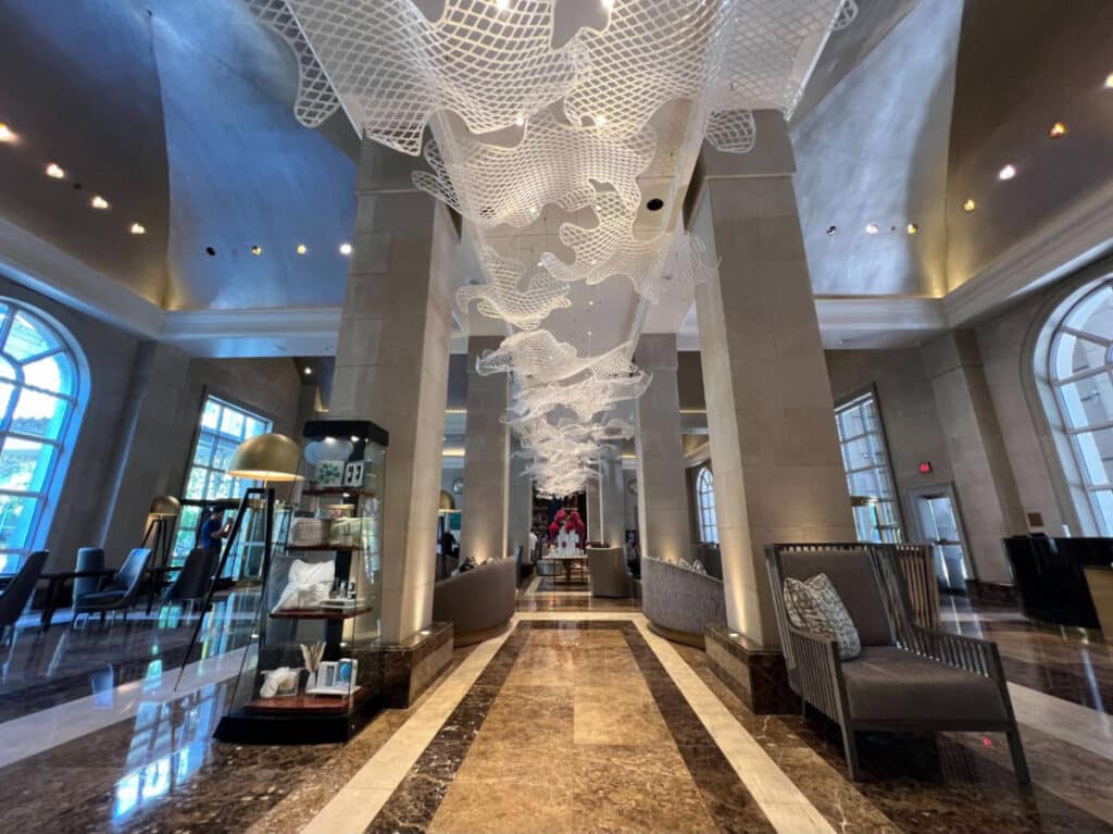 View inside the lobby of Hotel Crescent Court