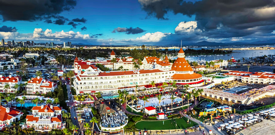 Aerial view of Hotel Del Coronado in Coronado Island