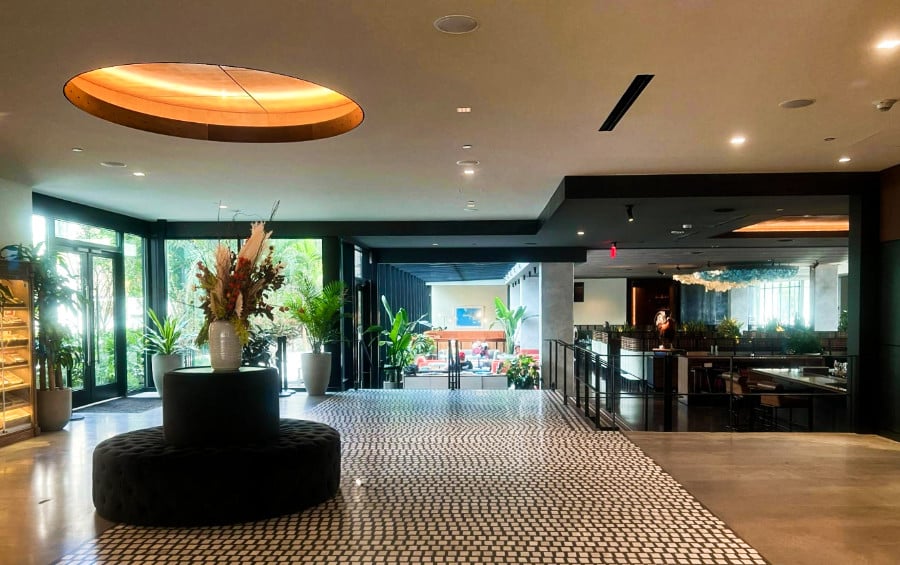 View at the stunning lobby of Hotel Haya located in Ybor City