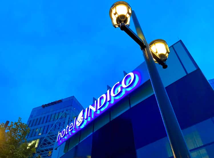 Exterior sign of the Hotel Indigo