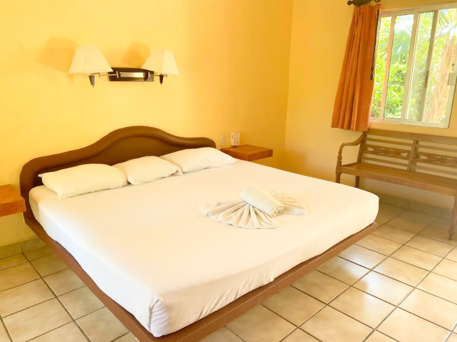 View of a bed in Hotel Luna Sol 