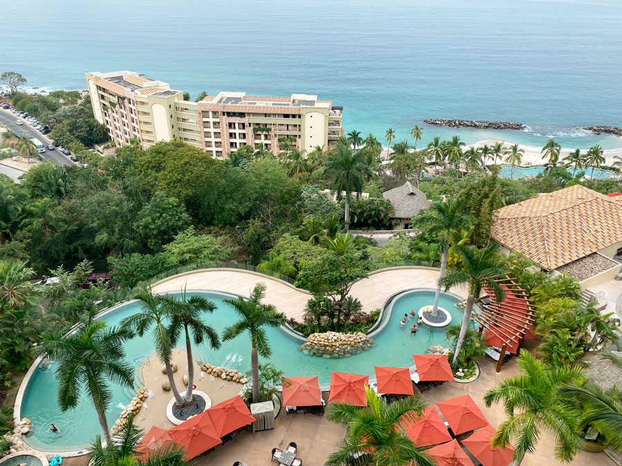 Aerial view of the pool in Hotel Mousai