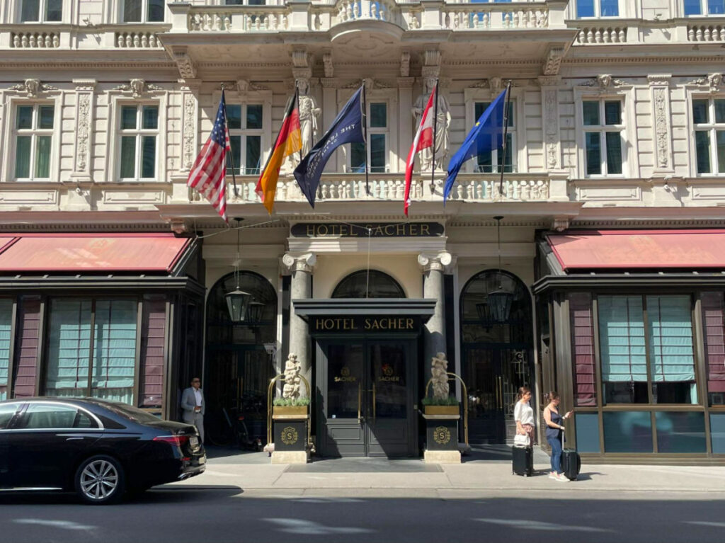 Facade of Hotel Sacher Wien in Vienna