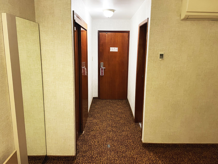 View of the doorway going outside the room in Hotel Stanza