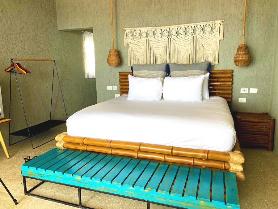 View of a bed in Hotelito Azul