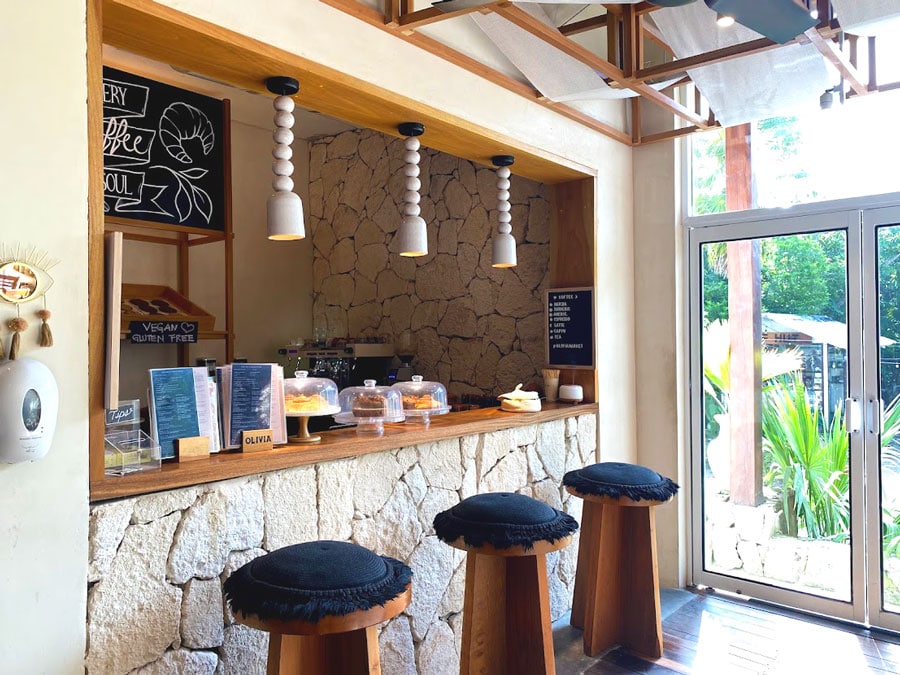 View of the interior of a pastry shop in Hotelito Azul