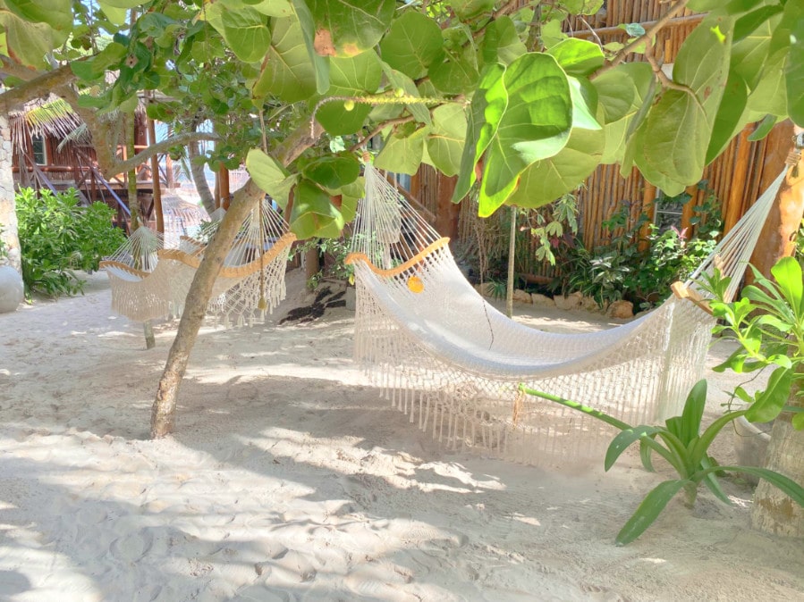 View of a hammock in Hotelito Azul