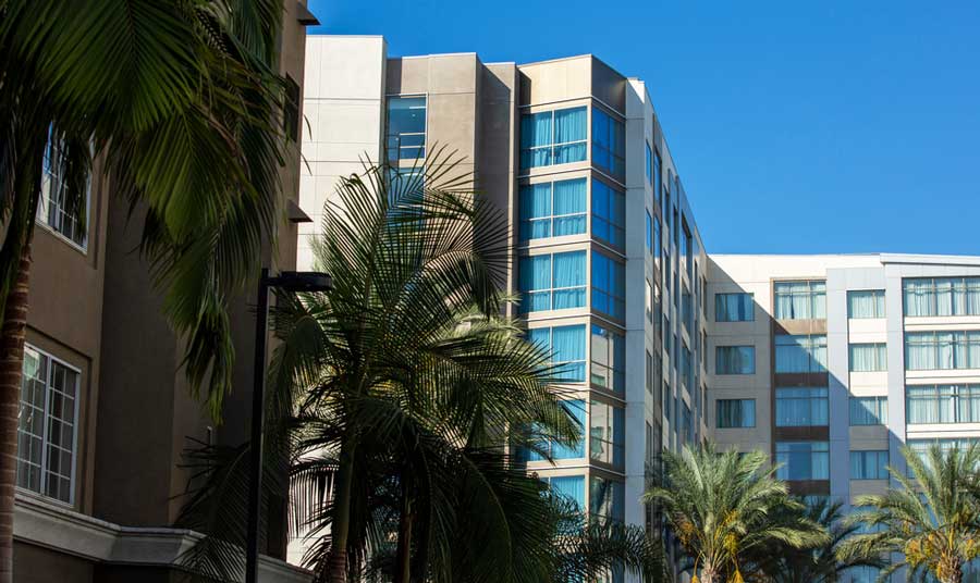 Buildings of the hotels near Disneyland Park