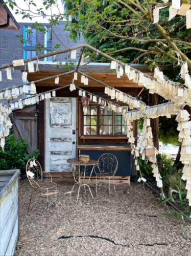 View of the little house at the Wishing Tree