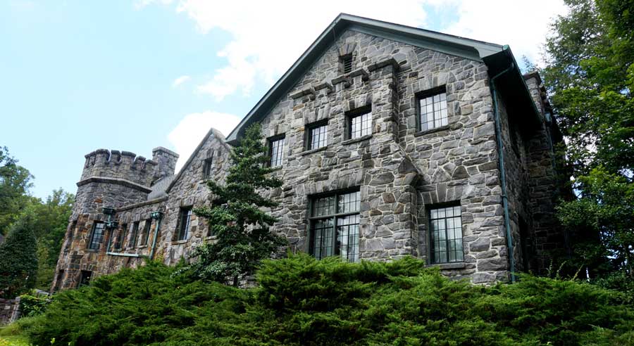 View of a stone house in Montford Area Historic District