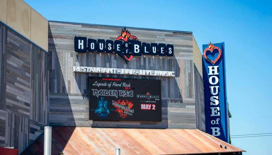View of the House of Blues Anaheim sign outside