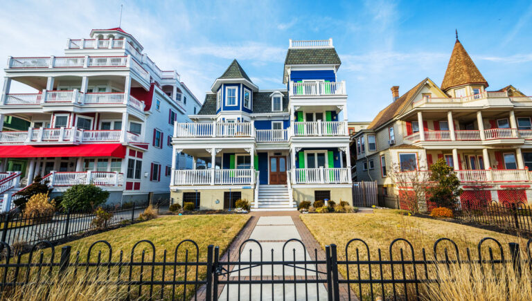 View of colorful houses in Cape May, New Jersey