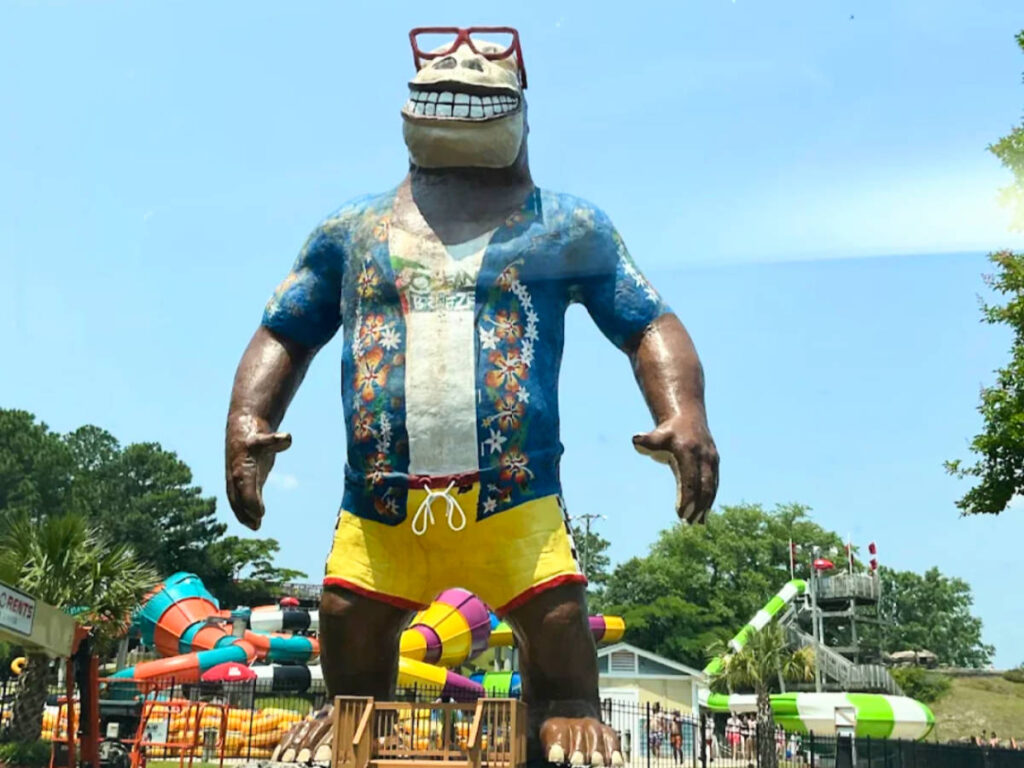 View of Hugh Mongous from the entrance of Ocean Breeze Waterpark