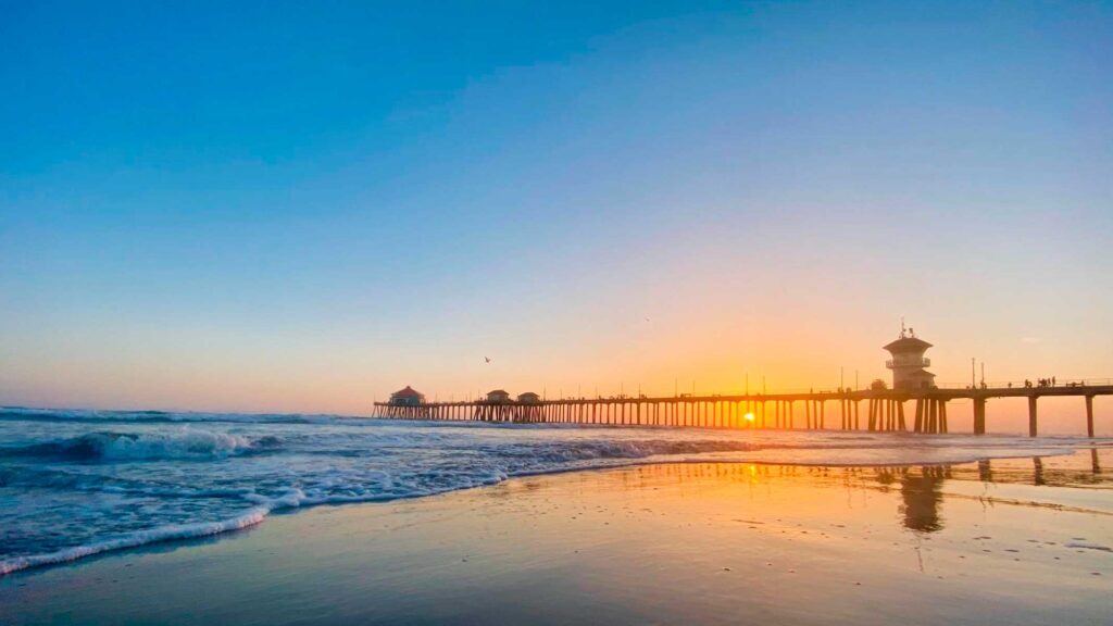 Colorful sunset over the Huntington Beach Pier