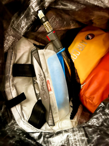 View of the hydration bladder inside the backpack