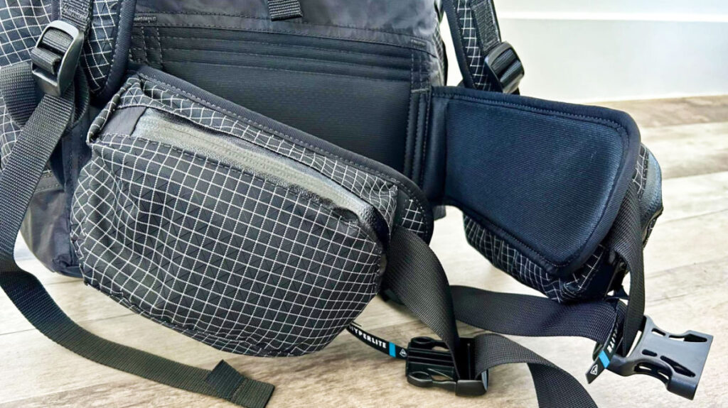 View of the hip belt of Hyperlite Mountain Gear Southwest Backpack