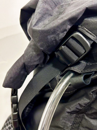 View of the hydration port on the side of Hyperlite Mountain Gear Southwest Backpack
