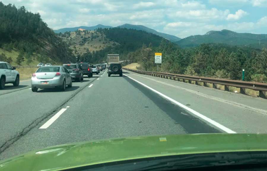 View of cars driving in I-70