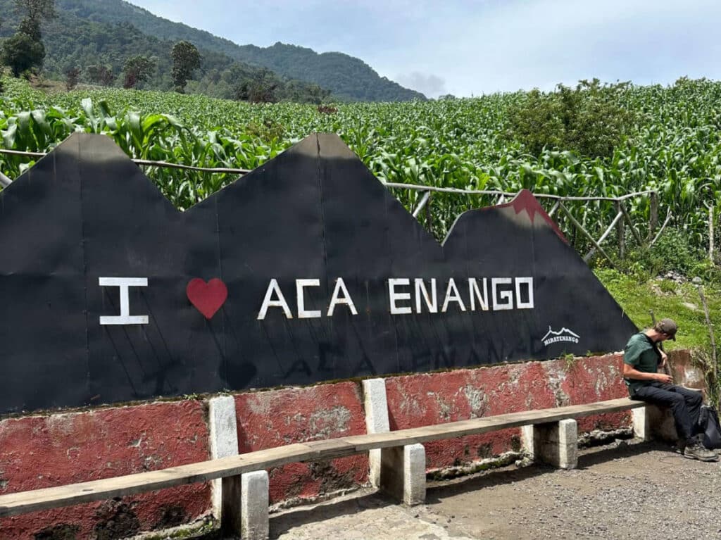 The signage of I Love Acatenango