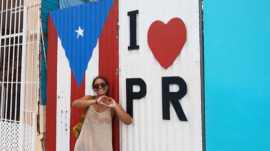The author's wife posing for a photo in Puerto Rico