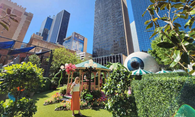 The author, Sarah Heath at the The Giant Eyeball - Downtown Dallas