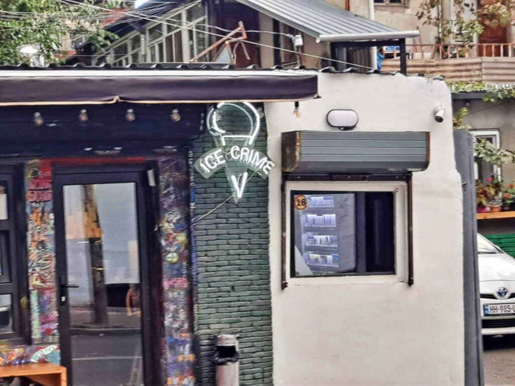 Ice Crime signage on the outside of the store