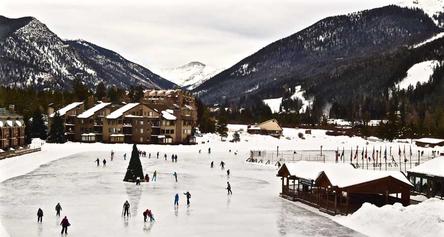 People enjoying their day ice skating in Arapahoe Basin