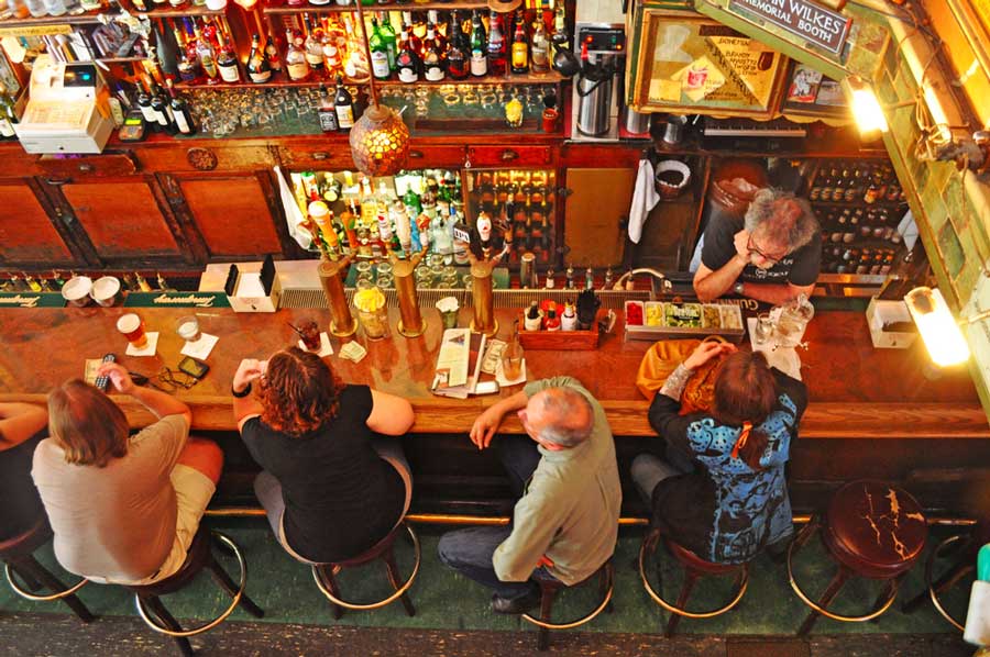 Top view of the interior of Vesuvio Cafe