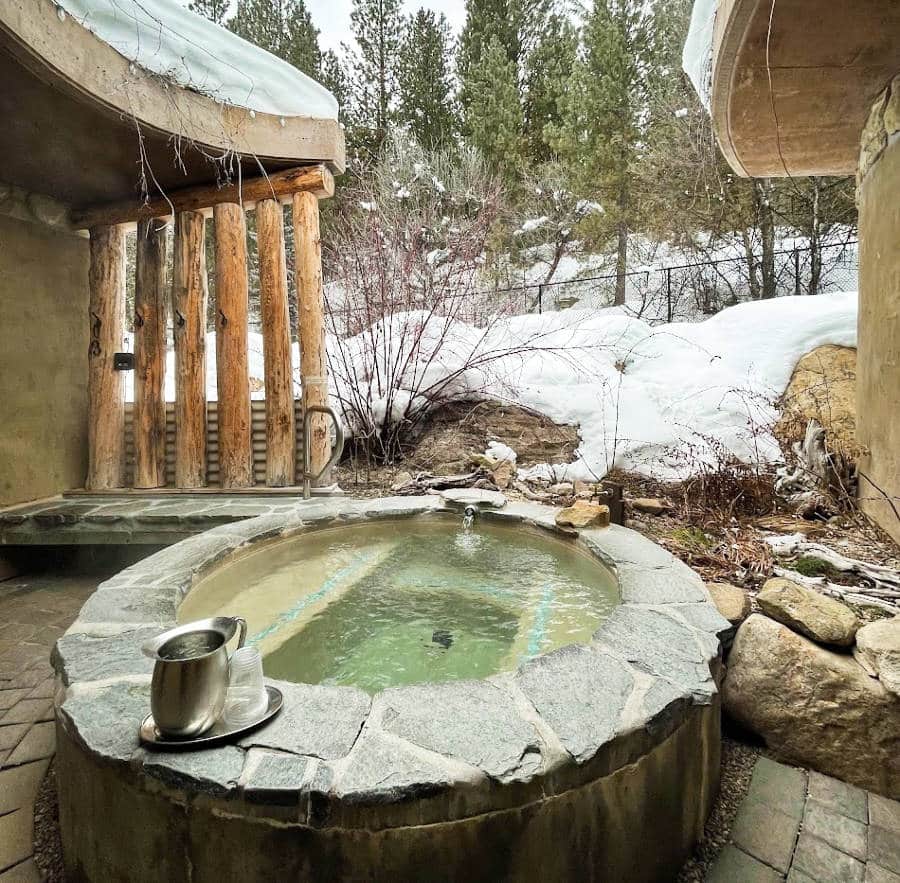 Winter view of the private pool at The Springs Resort