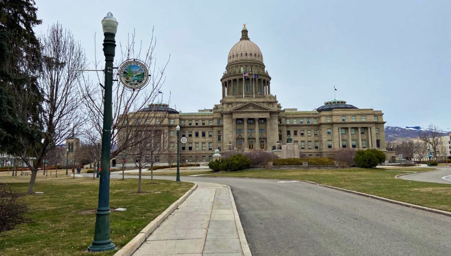 Exterior view of the Idaho State Capitol Building from a distance