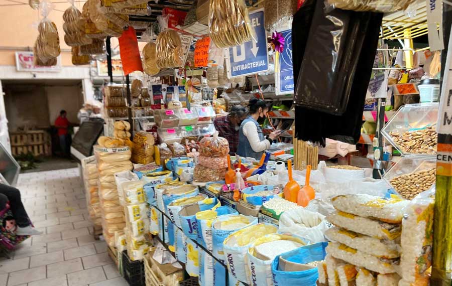 View of a vendor in her store in Ignacio Ramírez Market