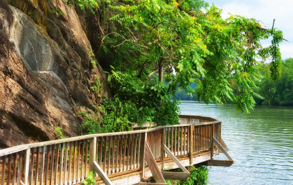 View of the Ijams Nature Center Boardwalk in Knoxville, Tennessee