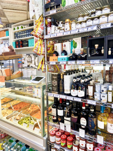 View of the shelves with displayed imported Italian goods