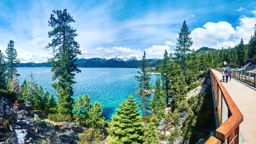 Scenic view of the Lake Tahoe’s East Shore and walking path in Incline Village