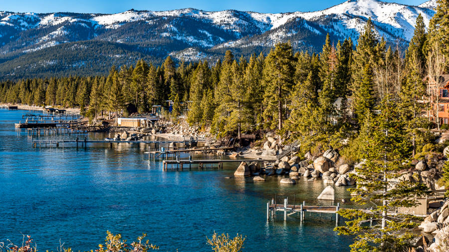 Picturesque view of the Incline Village near the lake in Lake Tahoe