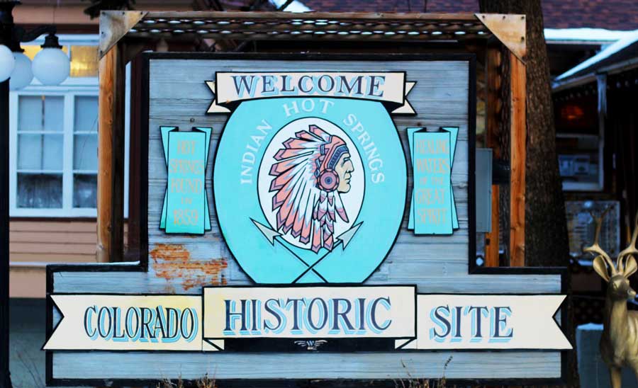 View of the welcoming sign to Indian Hot Springs