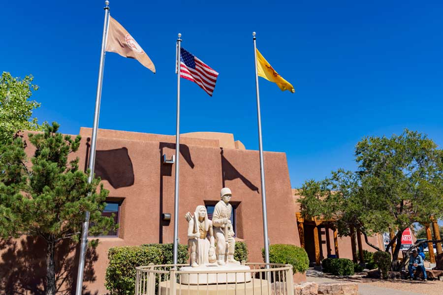 Clear blue sky over the Indian Pueblo Cultural Center