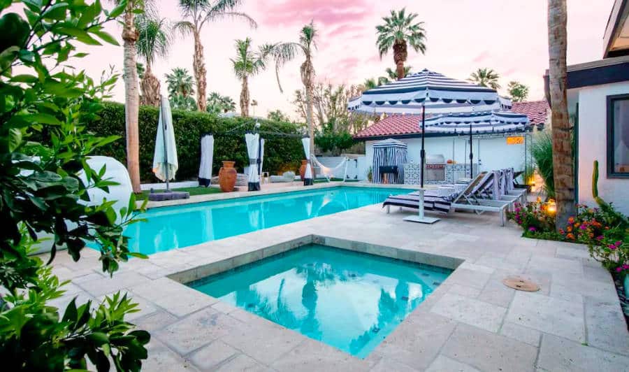 Sunset view with pink skies at Rancho Dorado’s backyard