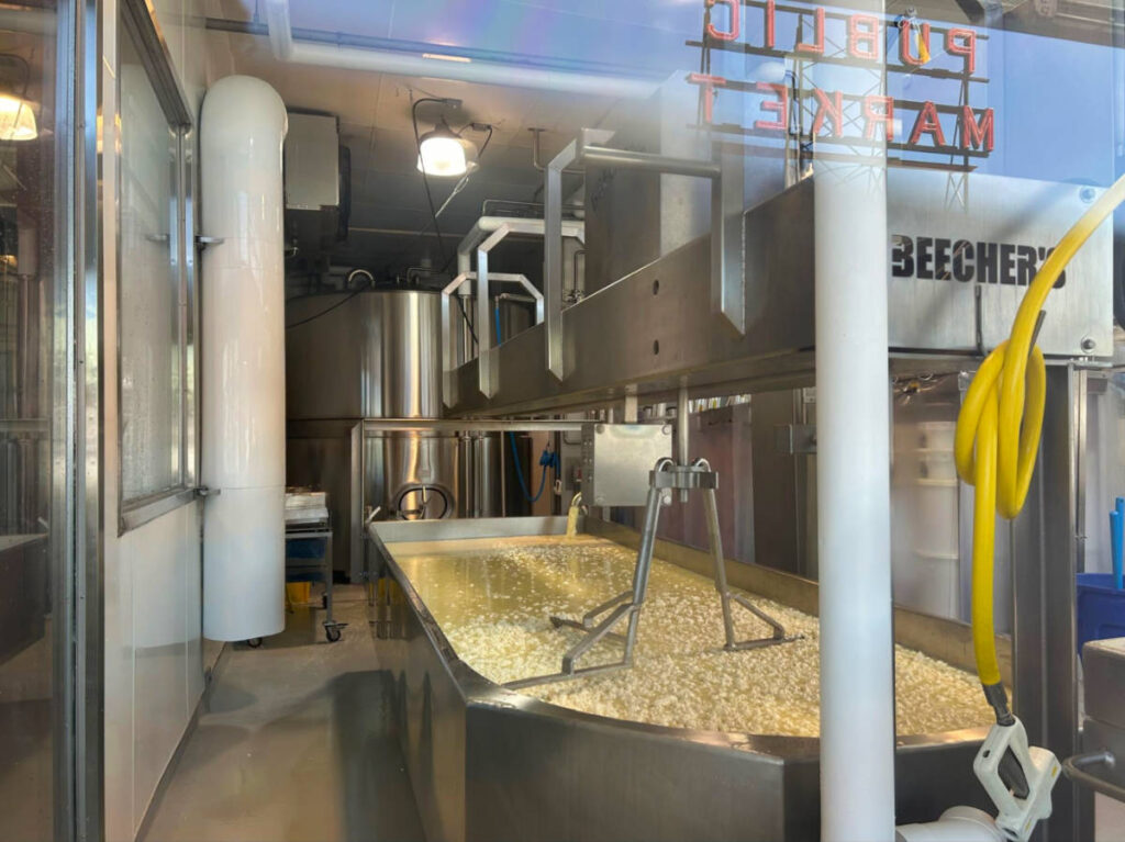 View of the cheese curds get made at Beecher's Handmade Cheese