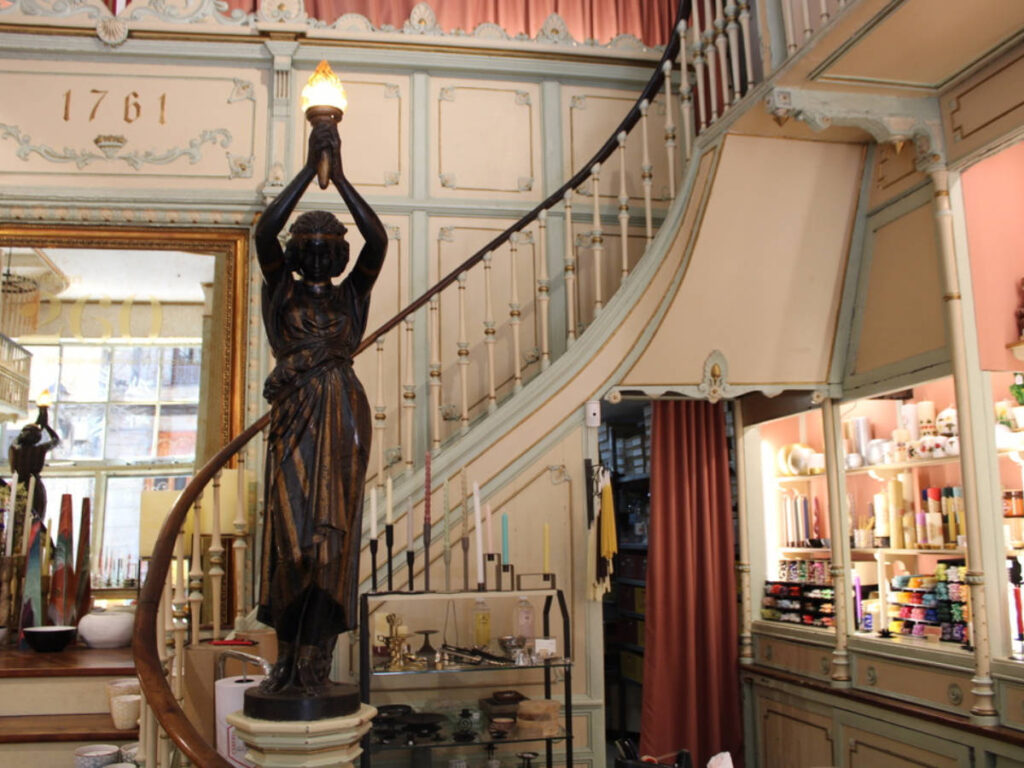 View of the sculpture and the displays inside the Cereria Subirà
