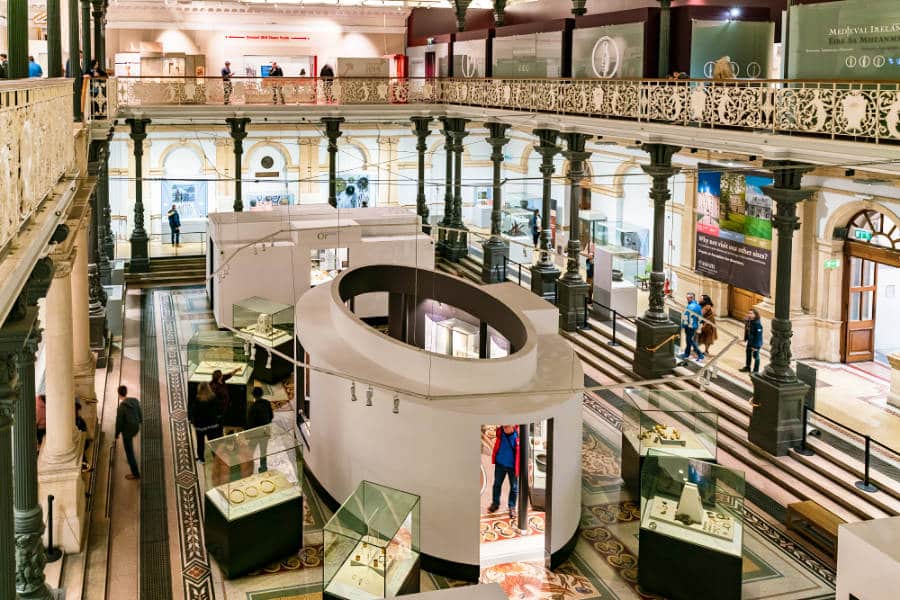 View of the people wandering inside The National Museum of Ireland