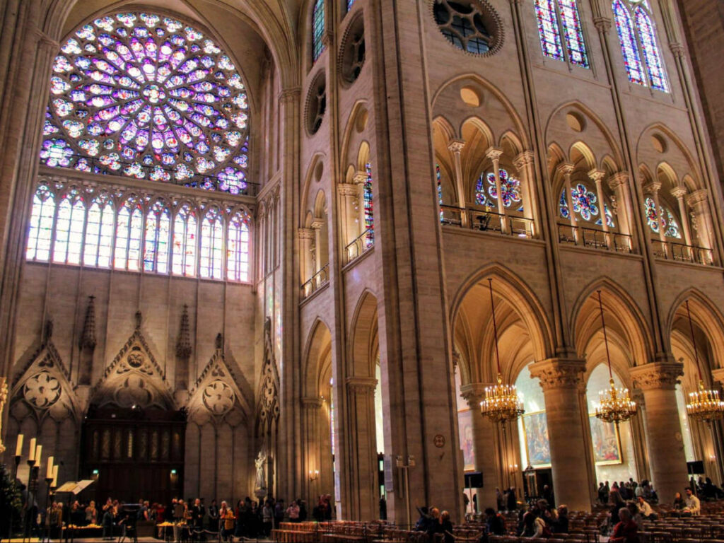 The view inside the Notre Dame Cathedral