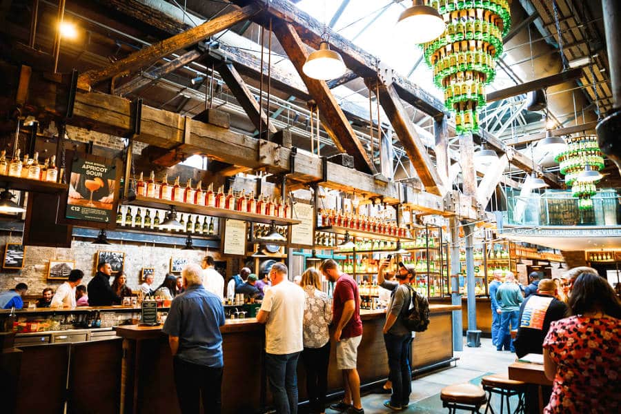 View of the crowd inside the Jameson Distillery