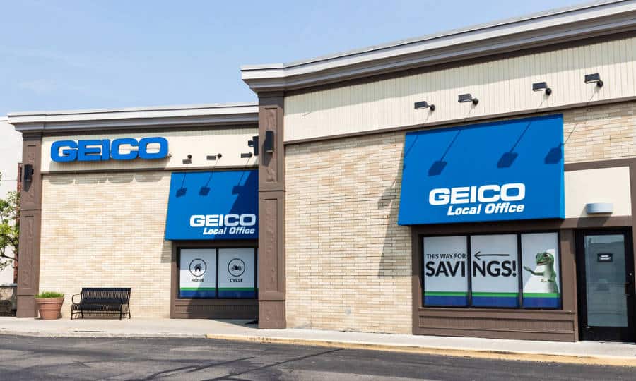 Exterior view of the insurance office of GEICO