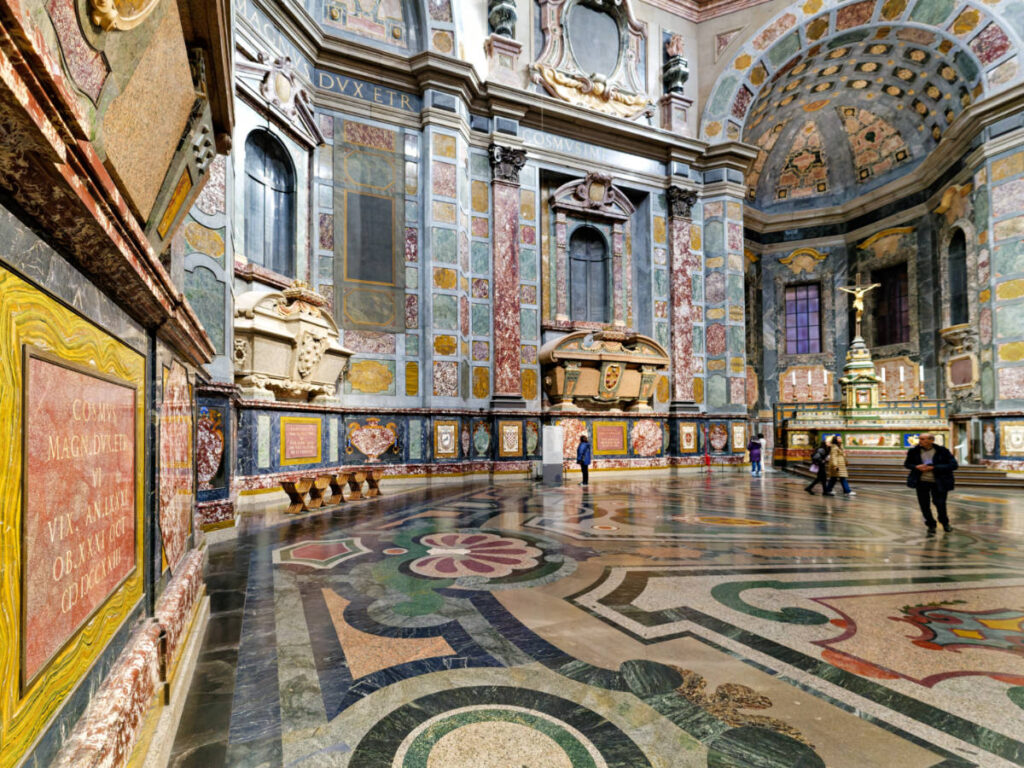 View of the intricate interior of Cappelle Medicee