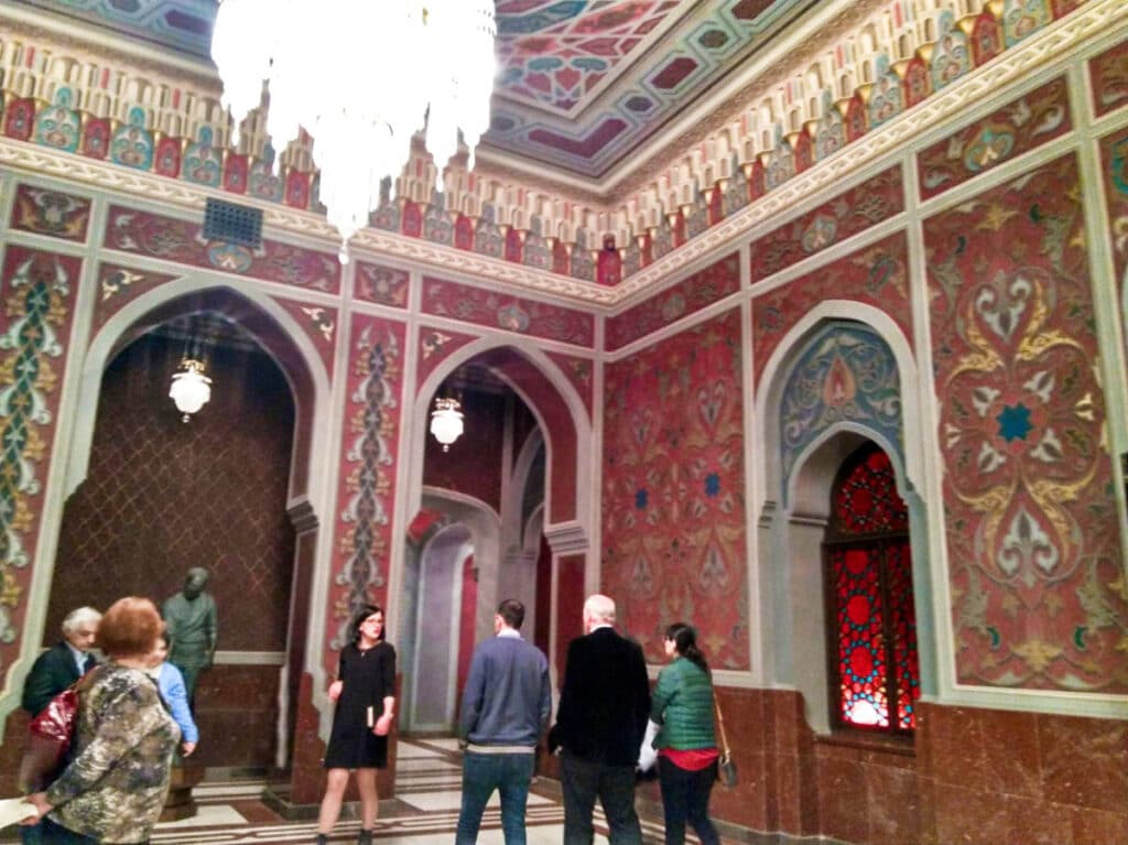 View of the people inside the lavish interior of Georgian National Opera Theater